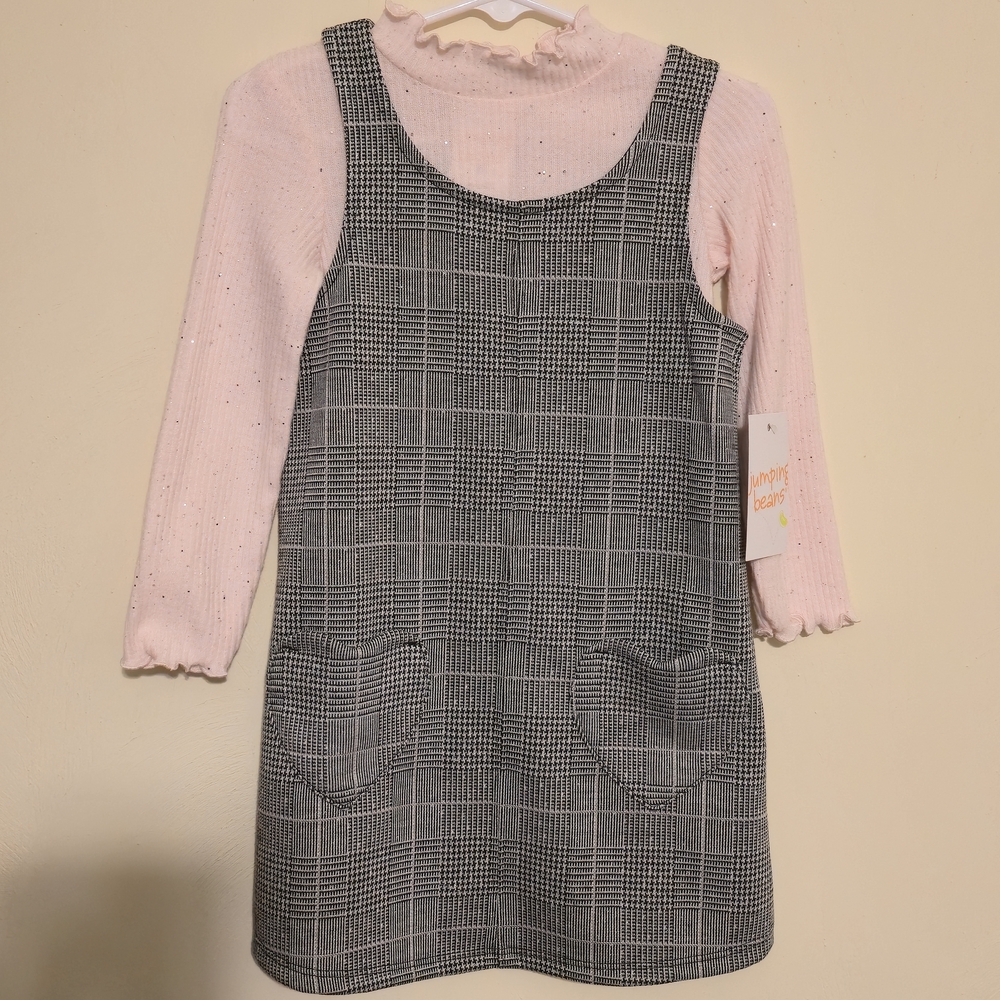 Jumping Beans Pink and Gray Checkered Kids Dress